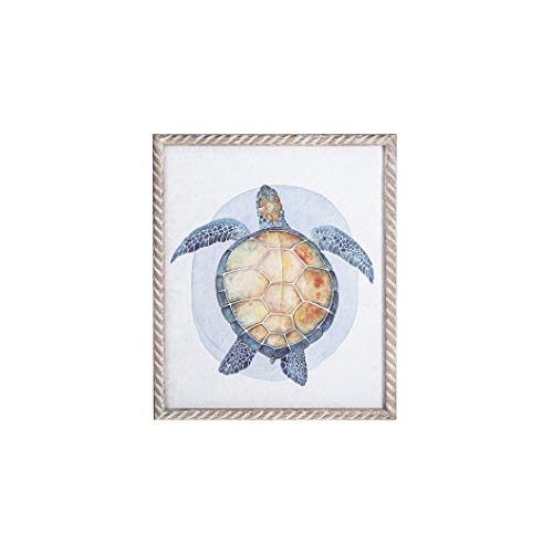 Ganz CB175752 Carved Rope Frame Turtle Watercolor Wall Decor, 19-inch Width