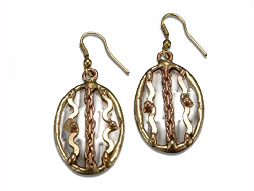 ANJU Oval with Coppertone Chain Stainless Steel Hammered Hook Earrings E012