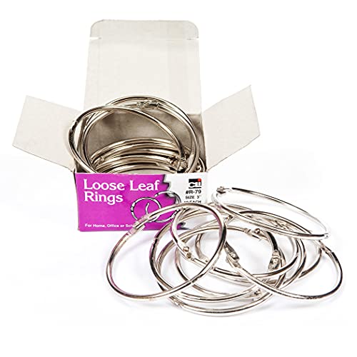 Charles Leonard Multipurpose Loose Leaf Book Rings with Snap Closure, 3‚Äö√Ñ√π Diameter, 10-Rings, Silver (R79)