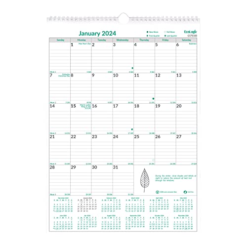 Rediform Brownline Ecologix Monthly Wall Calendar, 17-inch Height