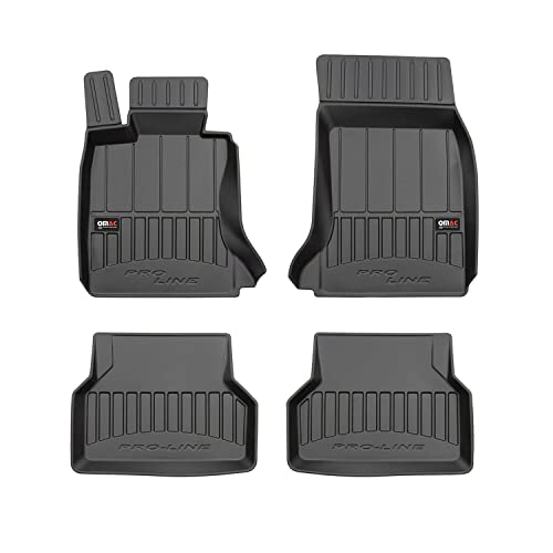 OMAC USA Premium Floor Mats for BMW 5 Series E60 Sedan 2004-2010 3D Car Liners Set Black/Front & 2nd Row Seat - Rubber - All Weather - Odorless