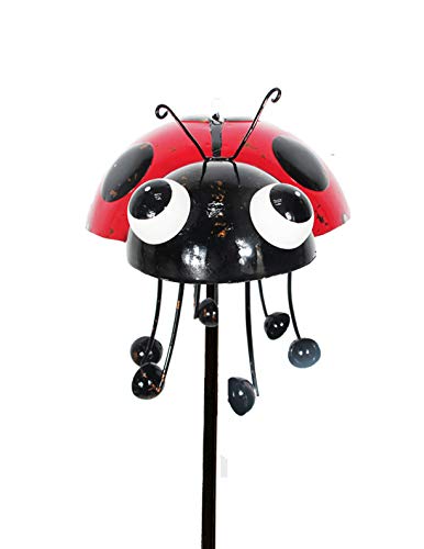 Continental Art Center Inc. CAC18127 2019 Hand Painted and ENAMELED Ladybug with Spinning Legs Kinetic Garden Stake Lawn and Yard Art Decor, Colorful