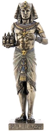 Unicorn Studio 8.13 Inch Egyptian Pharaoh Holding 3 Kings Cold Cast Bronze Figurine