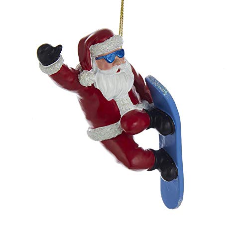 Kurt Adler Snowboard Santa Resin Ornament, 5-Inch Tall
