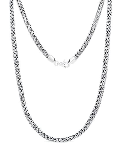 Sterling Silver 925 DEVATA Bali 5mm Dragon Bone Tulang Naga Oval Chain Necklace DBT5735 (22" Length)