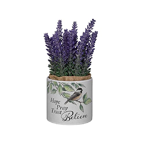 Carson 24837 Hope Planter with Artificial Flowers, 7.50-inch Height, Ceramic