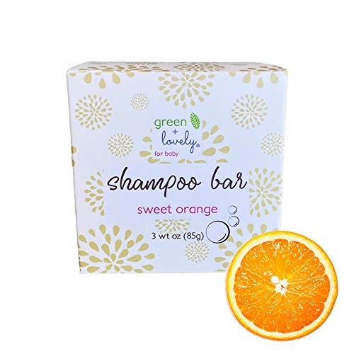Green+Lovely Sweet Orange Baby and Kids Shampoo + Body Bar /// Gentle SLS, Sulfate, and Paraben Free Hair and Body wash for Babies and Kids, green + lovely