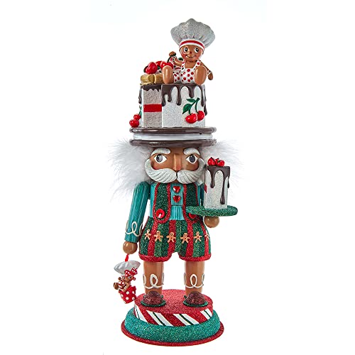 Kurt Adler Hollywood Nutcrackers Gingerbread Baker Hat Nutcracker, 15-Inch, Multicolored