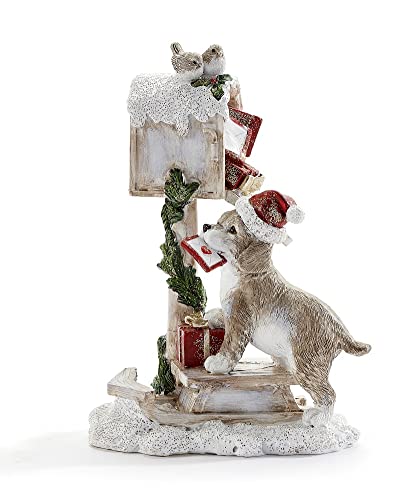 Giftcraft 682563 Christmas Dog and Mailbox Figurine, 6.5 inch, Polyresin