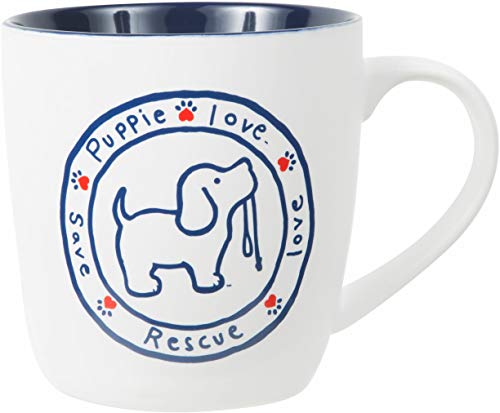 Pavilion Gift Company Bone China 17 Oz Mug-Puppie Love Logo Dog, Blue