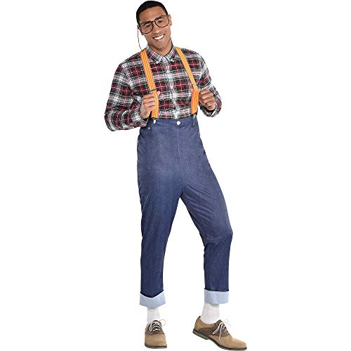 Amscan Party City Neighborhood Nerd Halloween Costume Kit for Adults, Large/X-Large, Includes Pants, Glasses, Suspenders