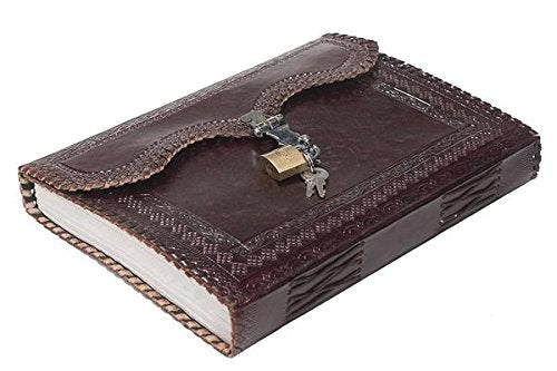 TUZECH Pure Genuine Real Vintage Leather Diary Leather Journal Handmade paper Notebook Leather Journal Leather Diary For office Home to Write Poem Daily Update - Brown Size of 10 Inches