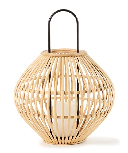 Giftcraft Natural Bamboo Lantern with LED Candle