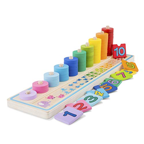 New Classic Toys Learn How to Count Educational Wooden Toys for 3 Year Old Boy and Girl Toddlers Gift