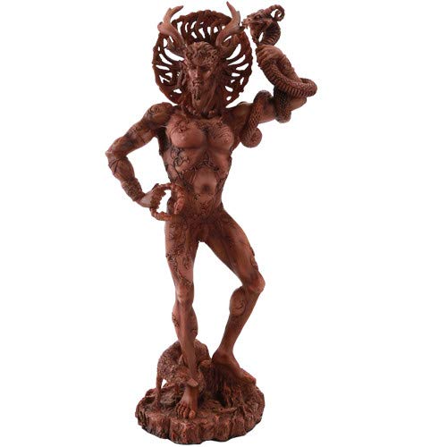 Pacific Trading Giftware Celtic Horned God Cernunnos Collectible Statue by Artist Maxine Miller 10 Inch (Red Wood)