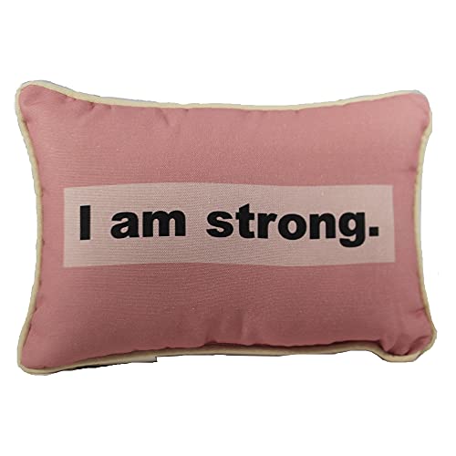 Manual SWAFS Affirmations Strong Throw Pillow, 12.5 Inches x 8.5 Inches, Pink