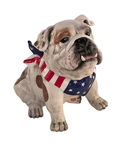Blue Sky Clayworks Clayworkss Stars & Stripes Forever Bulldog Cookie Jar 8.5 Inch, 73006