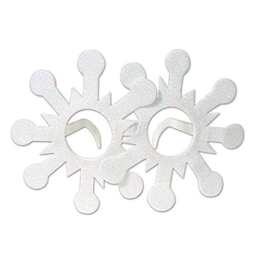 Beistle White Glittered Snowflake Glasses-1 pc, One Size