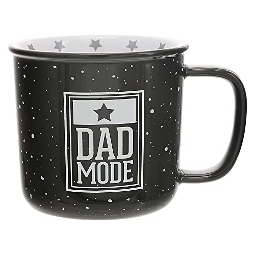 Pavilion - Dad Mode 18-ounce Ceramic Mug, Black with Speckled Finish, Durable Thick Walled Camping Style Coffee Cup, Campfire Mug, Fathers Day Gift, 1 Count