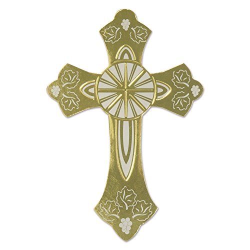 Beistle Foil Cross Silhouette, 6-1/2-Inch, Gold