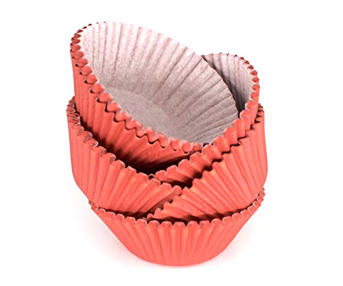 Chef Craft Paper Liners Wrappers for Cupcakes, Muffins Aluminum free Paper Baking Cups for any Occasion Standard size 2 inches diameter base, 1.5 inches height Red or Blue Pack of 50 (Red)