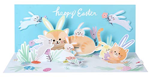 Up With Paper Pop-Up Panoramics Greeting Card - Kittens and Bunnies