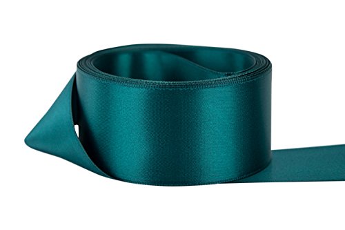 Ribbon Bazaar Double Faced Satin 1-1/2 inch Teal 50 Yards 100% Polyester Ribbon
