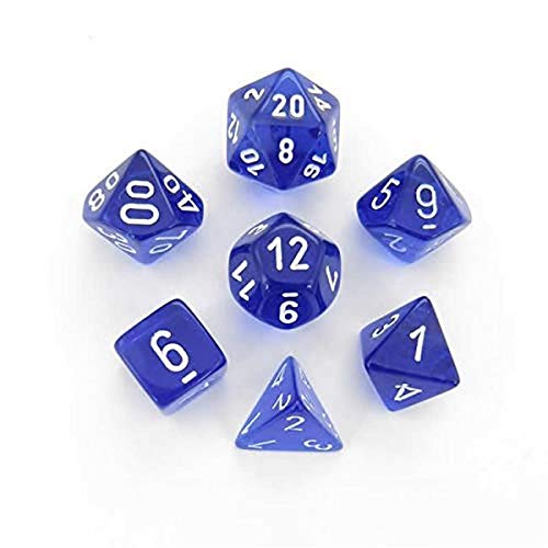 Chessex 23076 Translucent Polyhedral 7-Die Set, Blue and White