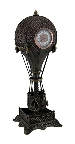 Unicorn Studio Veronese Design Time Flies Steampunk Hot Air Balloon Clock Tower Statue 12 Inch