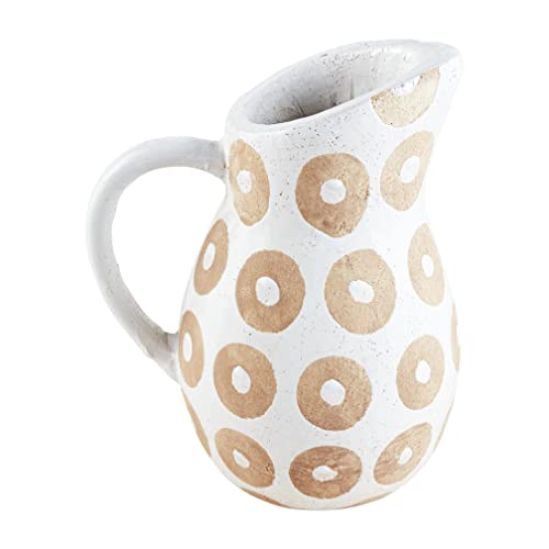 Mud Pie White Dot Pitcher, 10" x 8"