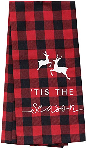 CWI Gifts Red Buffalo Check Tis The Season Dish Towel, Multi