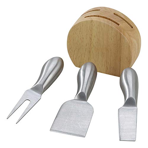 Creative Gifts 5.25" 3-Piece Cheese Server with Woodblock