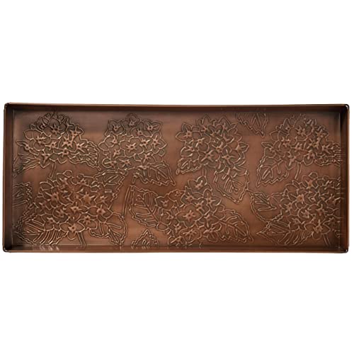 Larry Traverso Mophead Hydrangea Pattern Metal Boot-Tray, 30 x 13 inches, Antique Copper