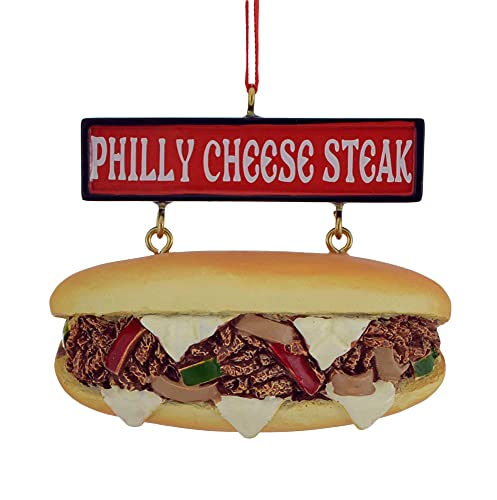 Kurt Adler Philly Cheese Steak Sandwich with Sign Ornament