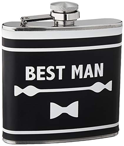 Boston Warehouse Stainless Steel Pocket Flask Best Man, 6-Ounces