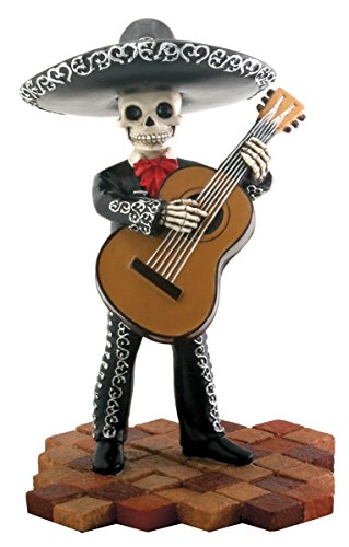 Pacific Trading Skeleton Skull Black Mariachi Band Bassist Figurine Collectible