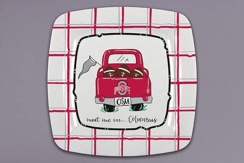 Magnolia Lane Ohio State Truck Square Plate, 11-inch Square, Melamine, Kitchen Accessories