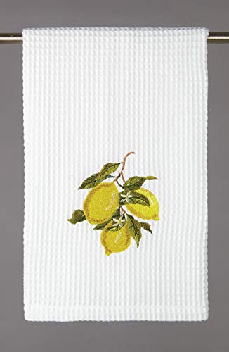 Peking Handicraft 04SJM8379WC Lemon Waffle Weave Kitchen Towel, 25 inches Length, Cotton