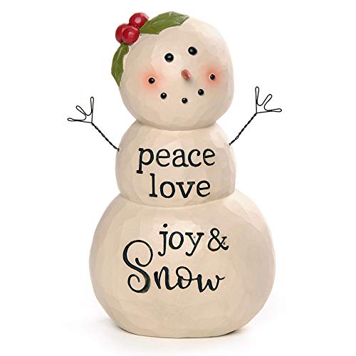 Blossom Bucket 218-13125 Peace Love Joy and Snow Snowman with Lights Figurine