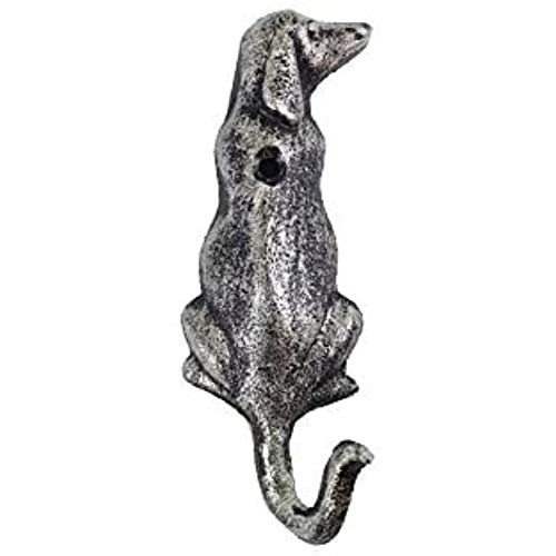 Hampton Iron Handcrafted Model Ships Rustic Silver Cast Iron Dog Hook 6" - Decorative Hook - Dog Decorations for HOM