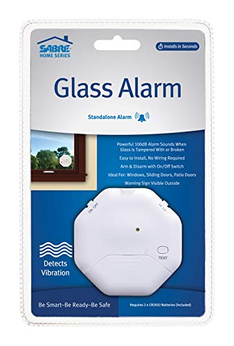 SABRE RED HS-GA Wireless Window Glass Break & Vibration Detector Alarm with Security Warning Decal-DIY Easy Installation, White (1-Pack)