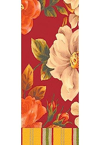 Amscan Decorative Classic Floral Party Paper Hand Towels (16 Pack), 4-1/2 x 7-3/4", Red
