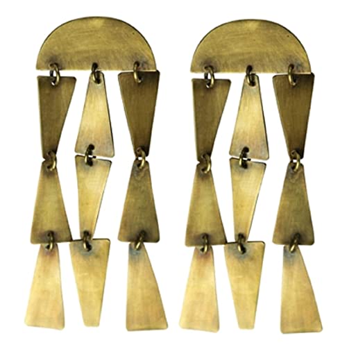 HomArt AREOhome Summit Earring, Dangling Trapezoids, Brass