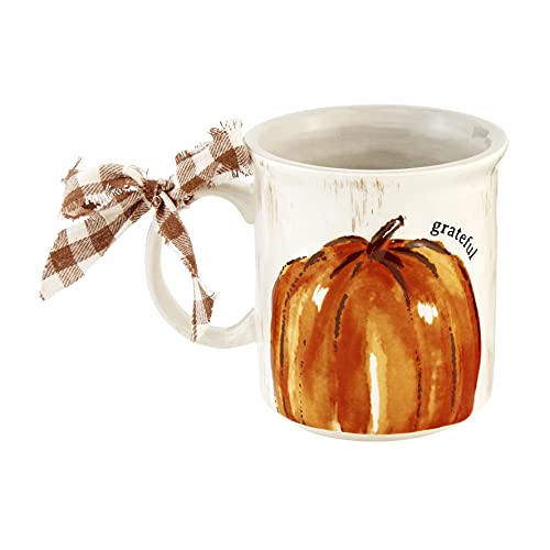 Mud Pie Pumpkin Coffee Mug, 21-ounce, Orange