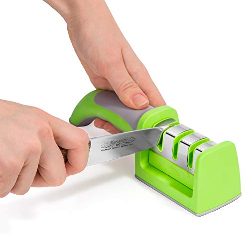 Tatkraft WonderWorker Sharp Stainless-Steel Knife Sharpener, Three Stage Sharpening System, Ergonomically Designed Handle, Perfect for Chef and Home Use
