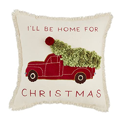 Mud Pie Truck Christmas Throw Pillow, 18-inch