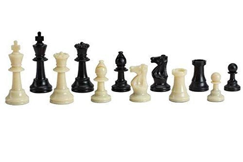 CHH 7.87" Weighted Plastic Staunton Chessmen, Black & Cream Color