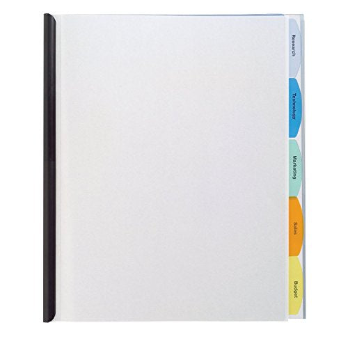 Wilson Jones View-Tab Report Cover, Punchless, 5 Tabs, 20 Sheets, Clear (W55766D)