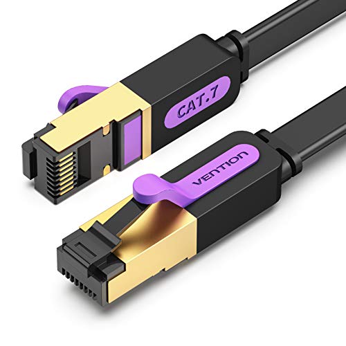 Ethernet Cable 25ft,VENTION Cat7 Network Cable,Flat FTP Internet Cable (Cat7 Cable) 10Gbps/600MHz with Gold Plated Plug RJ45 Connectors,Computer LAN Cable for Router,Modom,PC,Laptop(25FT/8M)