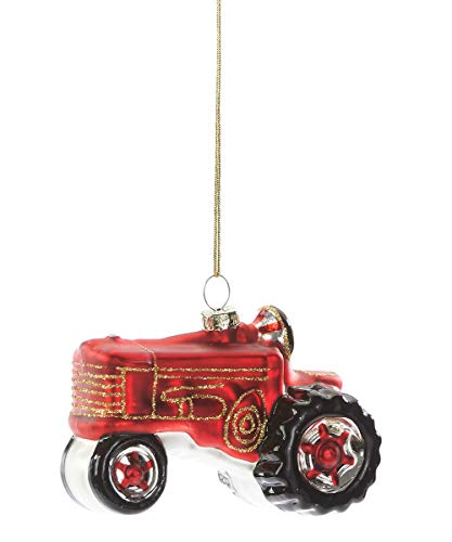 Giftcraft 664889 Tractor Ornament, 3-inch Length, Glass